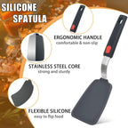 Silicone Spatula Turner Set Of 3, Beijiyi 600°F Heat Resistant Cooking Spatulas For Nonstick Cookware, Large Flexible Kitchen Utensils Bpa Free Rubber Spatula Set For Egg, Pancake, Fish, Burger