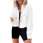 Panadila Women'S Cropped Waffle Knit Shacket Short Button Down Jacket Batwing Sleeve Shirts With Pocket