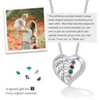 925 Sterling Silver Mother Necklace with 3-4 Simulated Birthstones Personalized Women's Promise Necklace Engraved Names Family Anniversary Jewelry for Grandma