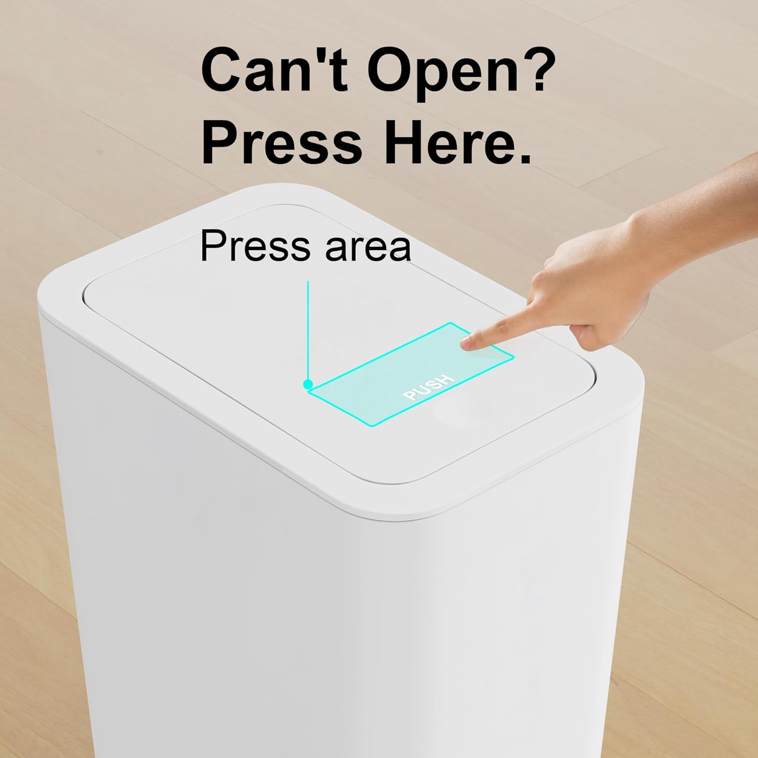 N. NETDOT 3 Pack 10L / 2.6 Gallon Small Trash Can with Lid, Bathroom Garbage Can with Pop-Up Lid, Waste Basket for Bathroom, Kitchen, Bedroom, Powder Room, Craft Room, Office, College (Off White)