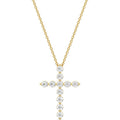 GILDED 1 ct. T.W. Lab Grown Diamond (SI1 Clarity, F Color) and Sterling Silver & 14KT Gold Plated Silver Cross Pendant with an 18 Inch Spring Ring Clasp Cable Chain