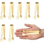 8Pcs Gold Mini Metal Tongs, 4.3"/11Cm,Stainless Steel,For Ice Cube, Sugar | Small Kitchen Accessories For Serving Food, Salad, Toaster, Desserts