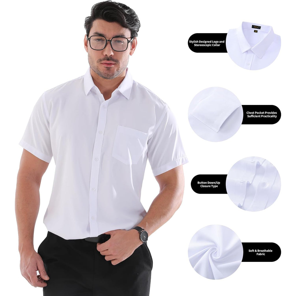 Dress Shirts For Men Big And Tall (Xl Big-6Xl Big Tall) Button Down Short Sleeve Business Casual Collared Shirt