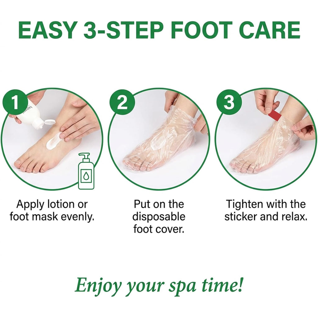 Plastic Foot Covers for Feet - 100pcs Pedicure Liners Disposable Clear Plastic Socks Disposable Foot Covers for Paraffin Bath, Pedicure, Spa, Shoes