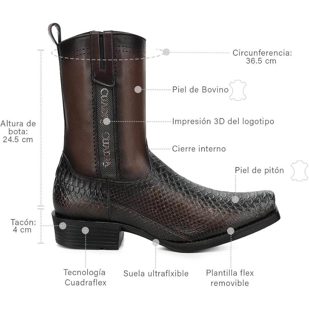 Cuadra Urban Boot In Genuine Python Leather For Men