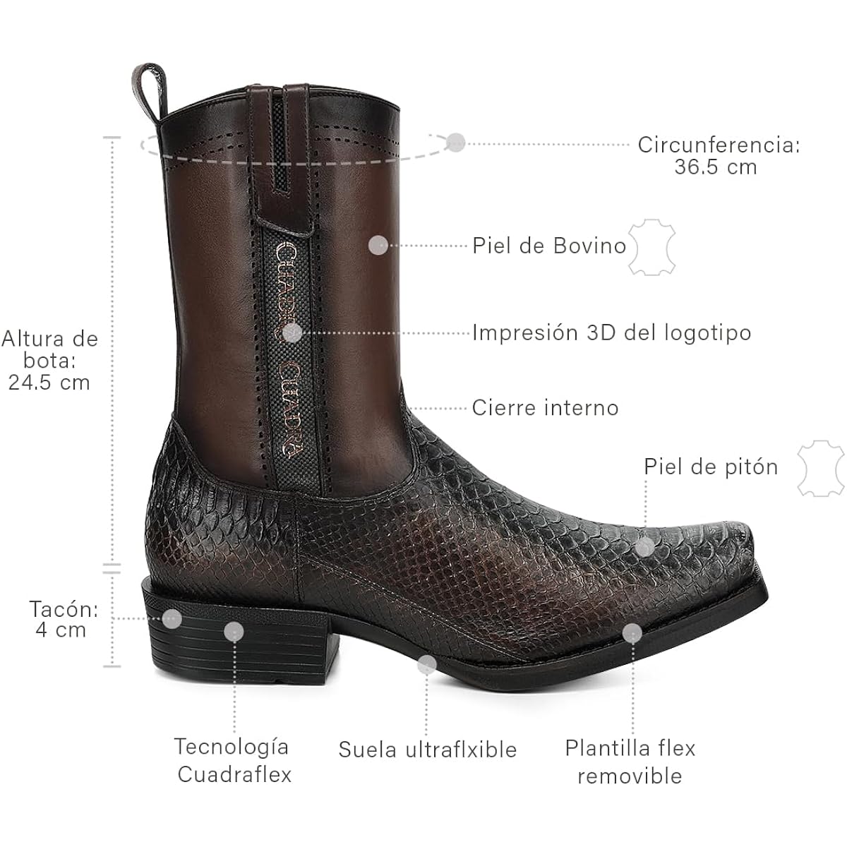 Cuadra Urban Boot In Genuine Python Leather For Men
