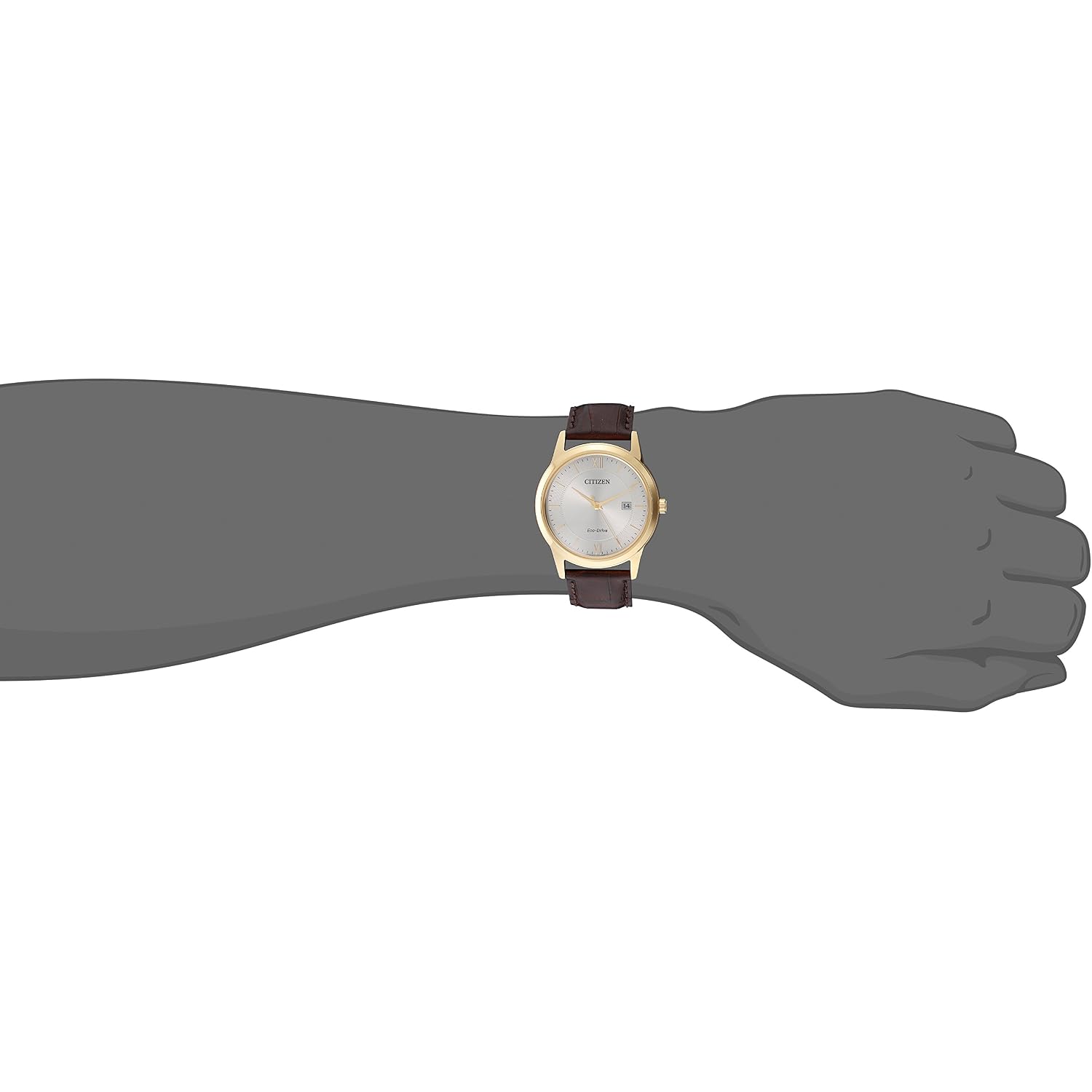 Citizen Men'S Classic Eco-Drive Leather Strap Watch, 3-Hand Date