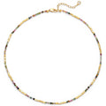 MTMY Beaded Gemstone Choker Necklace for Women, 14K Gold Plated Boho Colorful Natural Stone Bead Chain Necklace Summer Beach Handmade Jewelry