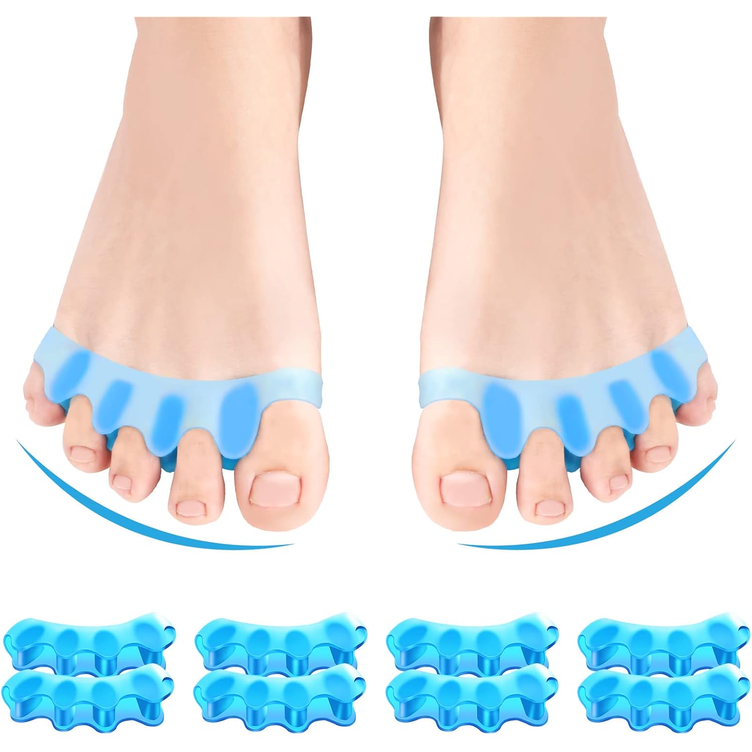 8 PCS Professional Toe Separators. Juzure Silicone Toe Spacers to Correct Bunions and Restore Toes to Their Original Shape for Women Men. Toe Correctors/Toe Straightener/Toe Stretcher/Toe Spacers