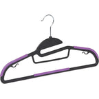 Amazon Basics Space Saving Non-Slip Rubber Coated Plastic Hangers With 360 Degree Swivel Hook, Black/Purple, Pack Of 50