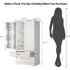 Gizoon Kitchen Pantry Cabinet With Drawers For Dining Room, 47" Small Food Pantry Storage Cabinet With 6 Door Shelves For Snack And Spice, Craft Storage Cabinet For Craft Room, White, Painted