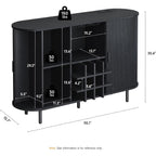 55" Wine Bar Cabinet With Led Light,Modern Liquor Whiskey Coffee Station With Wine Rack And Glass Holder, Farmhouse Buffet Sideboard With Storage For Living Room, Kitchen, Entryway (Black)