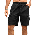 Runcati Mens Cargo Shorts Elastic Waist Drawstring Lightweight Shorts Summer Hiking Casual Shorts With Pockets No Lining