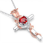 Iefil Mothers Day Gifts - 925 Sterling Silver Rose Cross Necklaces for Women, Birthday Mothers Day Gifts for Wife Mom Grandma
