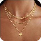 14K Gold Plated Layering Necklaces For Women Gold Necklace Set, Cuban Link, Snake Chain, Paperclip Layered Chains, Twisted Rope and Twisted Chain, Trendy Layering Necklace