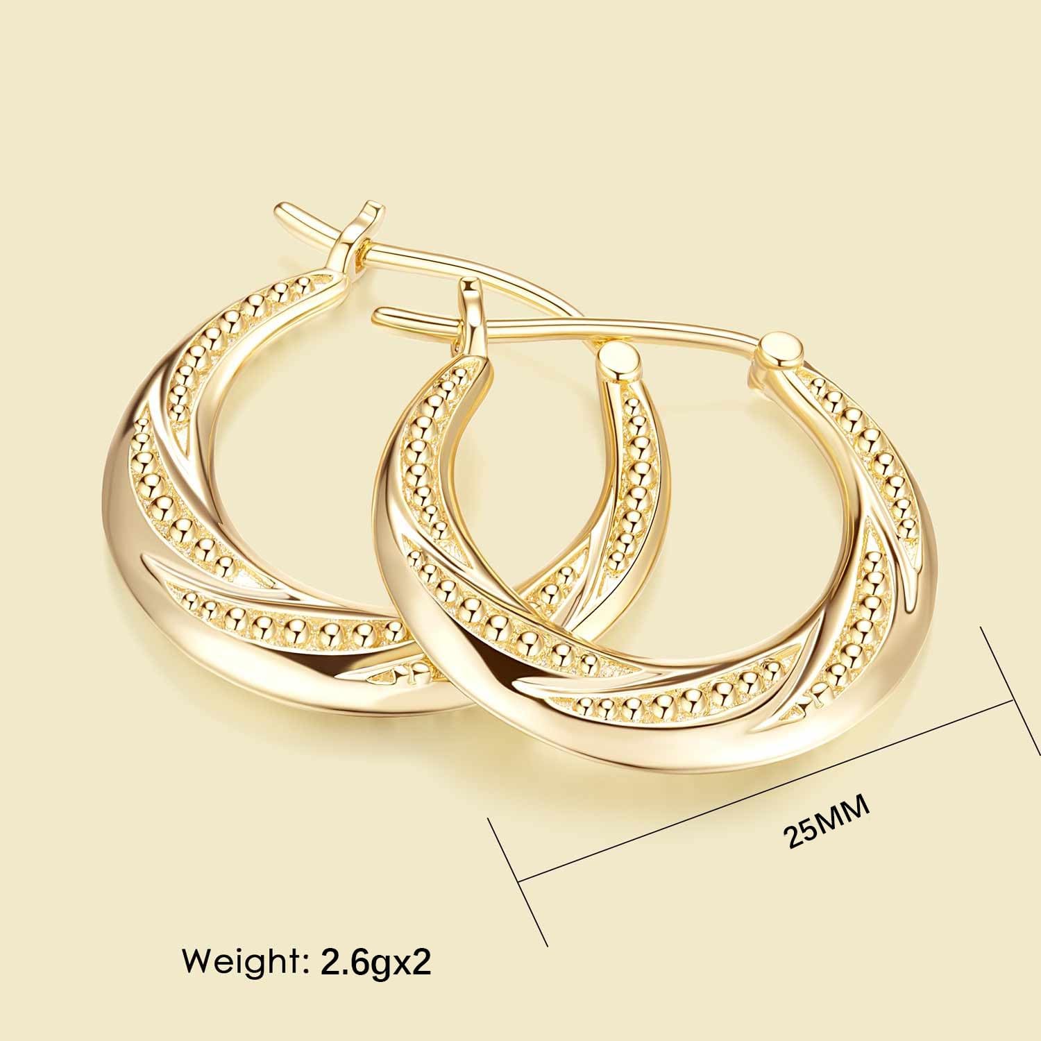 14K Gold Earrings for Women 14K Gold Hoop Earrings for Women Hoop Earring for Womens Hoops Rotating Small Ball Design Comfortable Hoops Earring for Womens 22/25mm