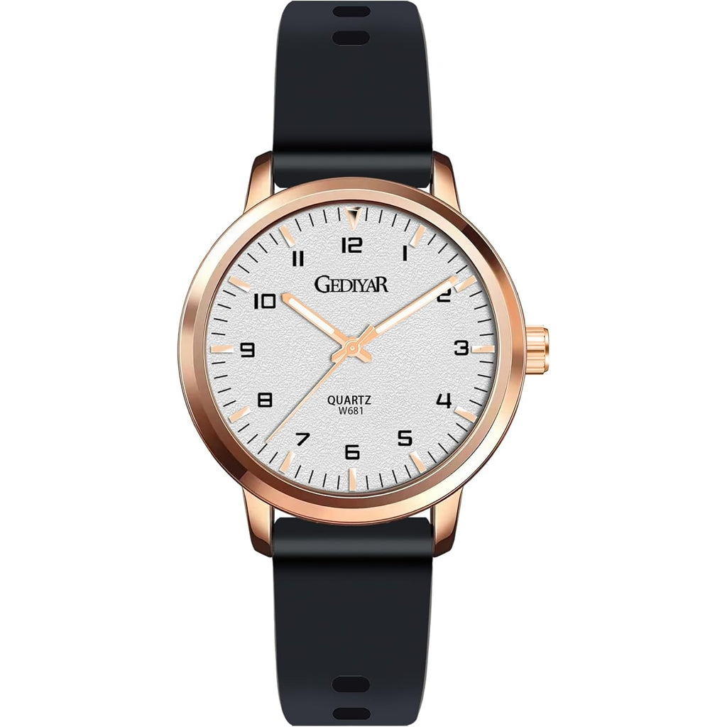 Fashion Quartz Wrist Watch, Waterproof Analog Display, Rubber Silicone Bands, Easy Read Dial, Casual Sport Style Minimalist Watch for Women Ladies Students