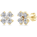 Gem Stone King 18K Yellow Gold Plated Silver Lab Grown Diamond 4 Heart Shape Stud Earrings for Women | 1.87 Cttw | Gemstone April Birthstone | DEF Color | VVS-VS Clarity | Heart Shape 4MM