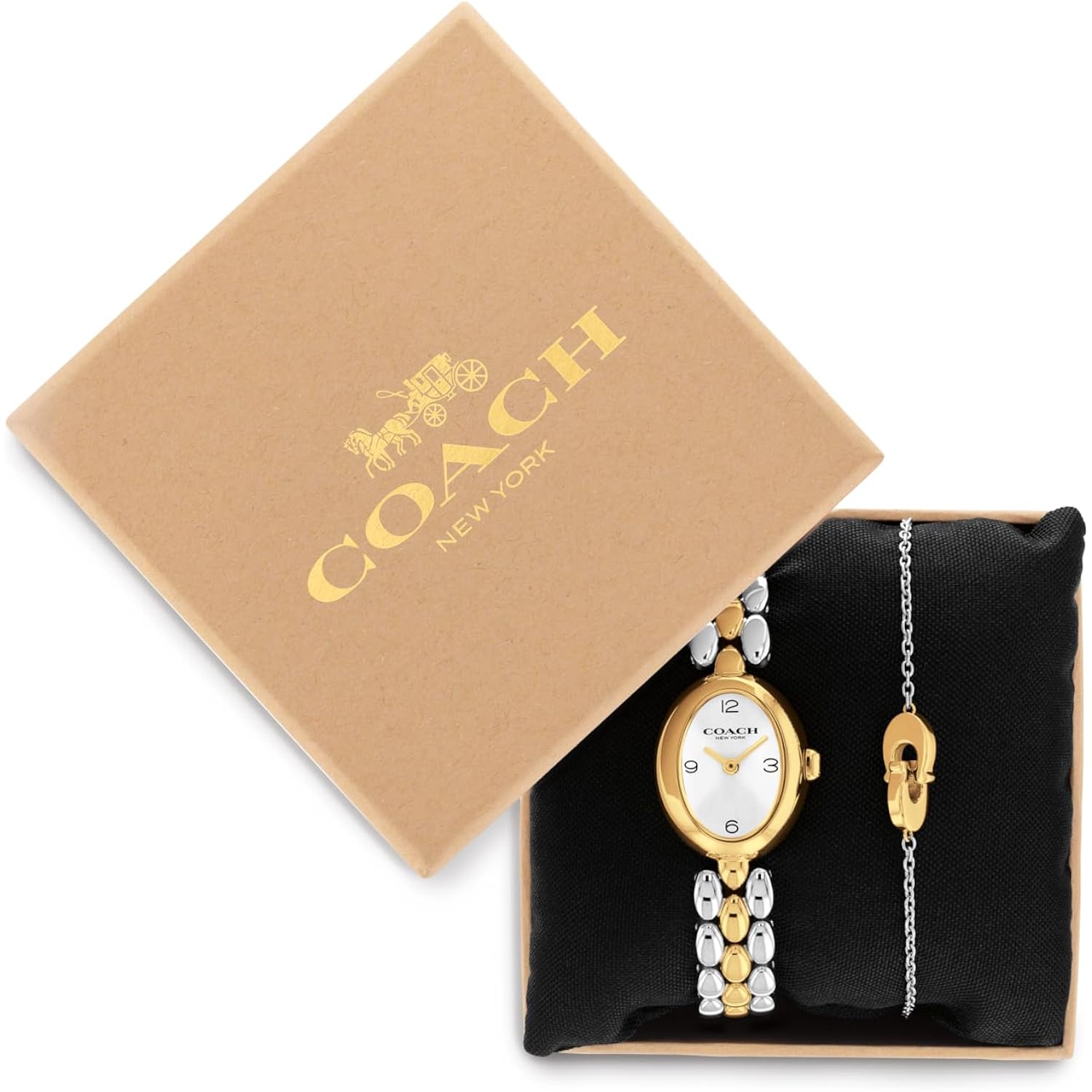 Coach Sammy Women'S 2H Quartz Watch Gift Set With Matching Adjustable Jewelry Bracelet - Oval Case - Minimalist Style - Gift For Her - 22.5Mm