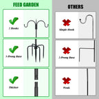 Heavy Duty Shepherds Hook 76" Double Hooks Adjustable (44/60/76") - Alloy Steel 5-Prong Base, 17Lb Capacity - Easy Assembly Bird Feeder Pole For Hanging Planters, Lanterns, Wind Chimes