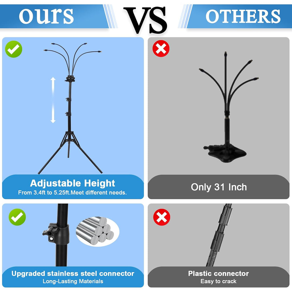 Misters For Outside Patio, Adjustable 5.25Ft Standing Mister With 26.5Ft Water Supply Line, Portable Outdoor Misters For Cooling Patio, Backyard, Garden, Pool & Bbq, Water Play & Tanning