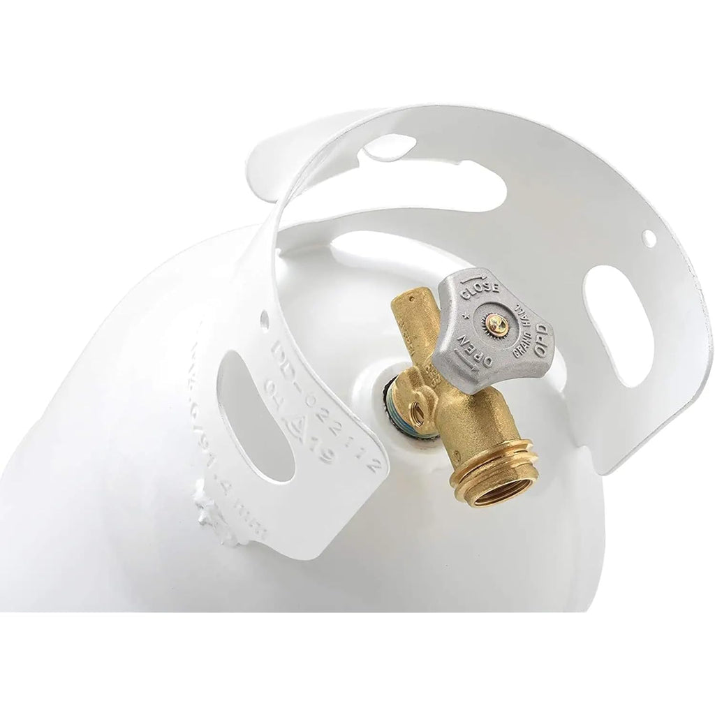 Flame King 10Lb Steel Propane Tank Cylinder With Type 1 Overflow Protection Device Valve, Great For Camping, Fire Pits, Heaters, Grills, Overlanding, White