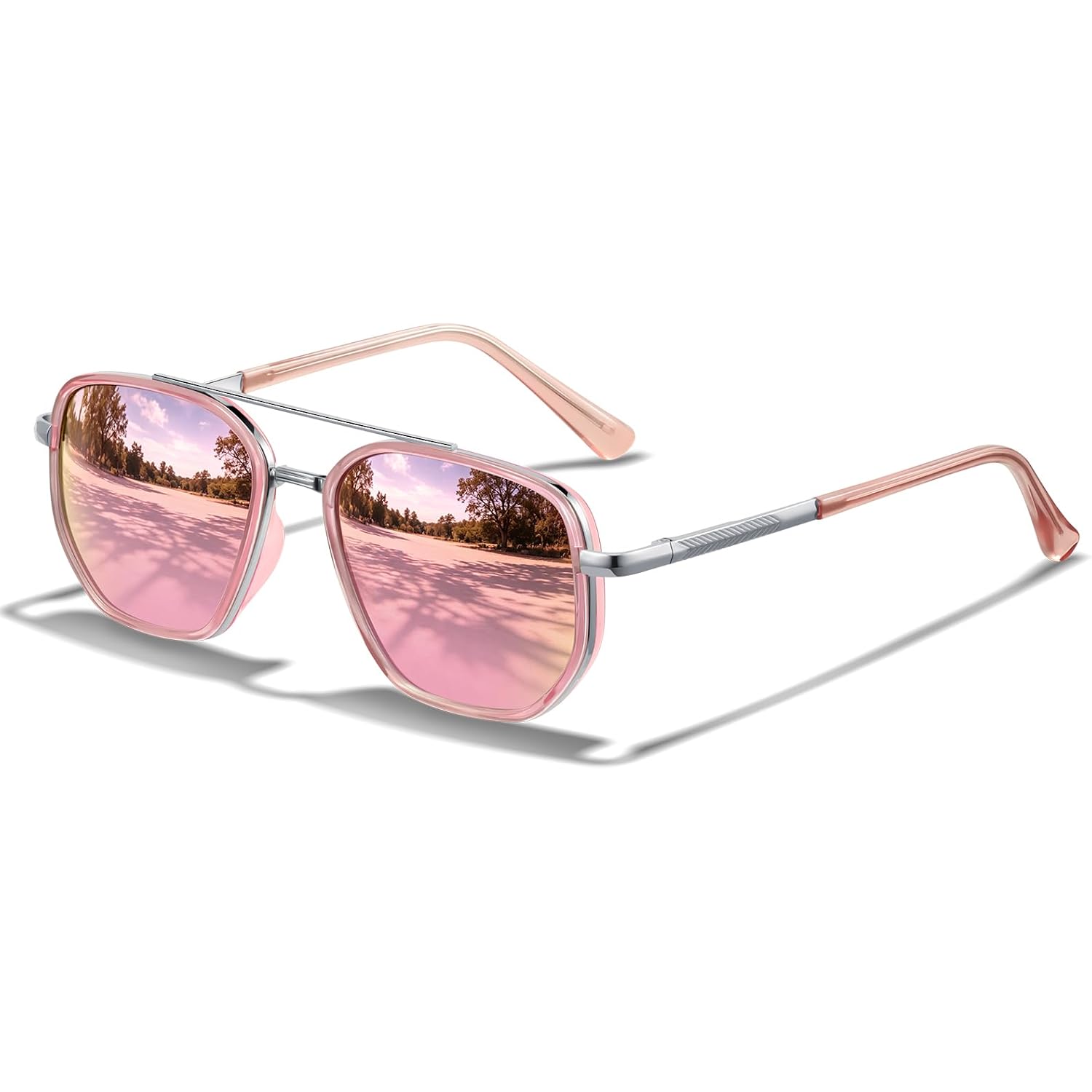 Tangle Free Polarized Aviator Sunglasses for Women UV Protection Sports Running Sun Glasses Unisex Shades Xh-1pcs-pink