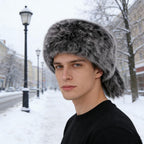 SIQITECHNO Unisex Faux Fur Trapper Hat with Tail Furry Russian Trooper Hat Ushanka Cossack Warm Winter Hunting Snow Ski Cap