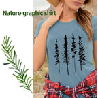 Funny Graphic Women Skinny Pine Tree Shirt Summer Hiking Camping Athletic Tees Nature Casual Comfy Clothes Ink Blue