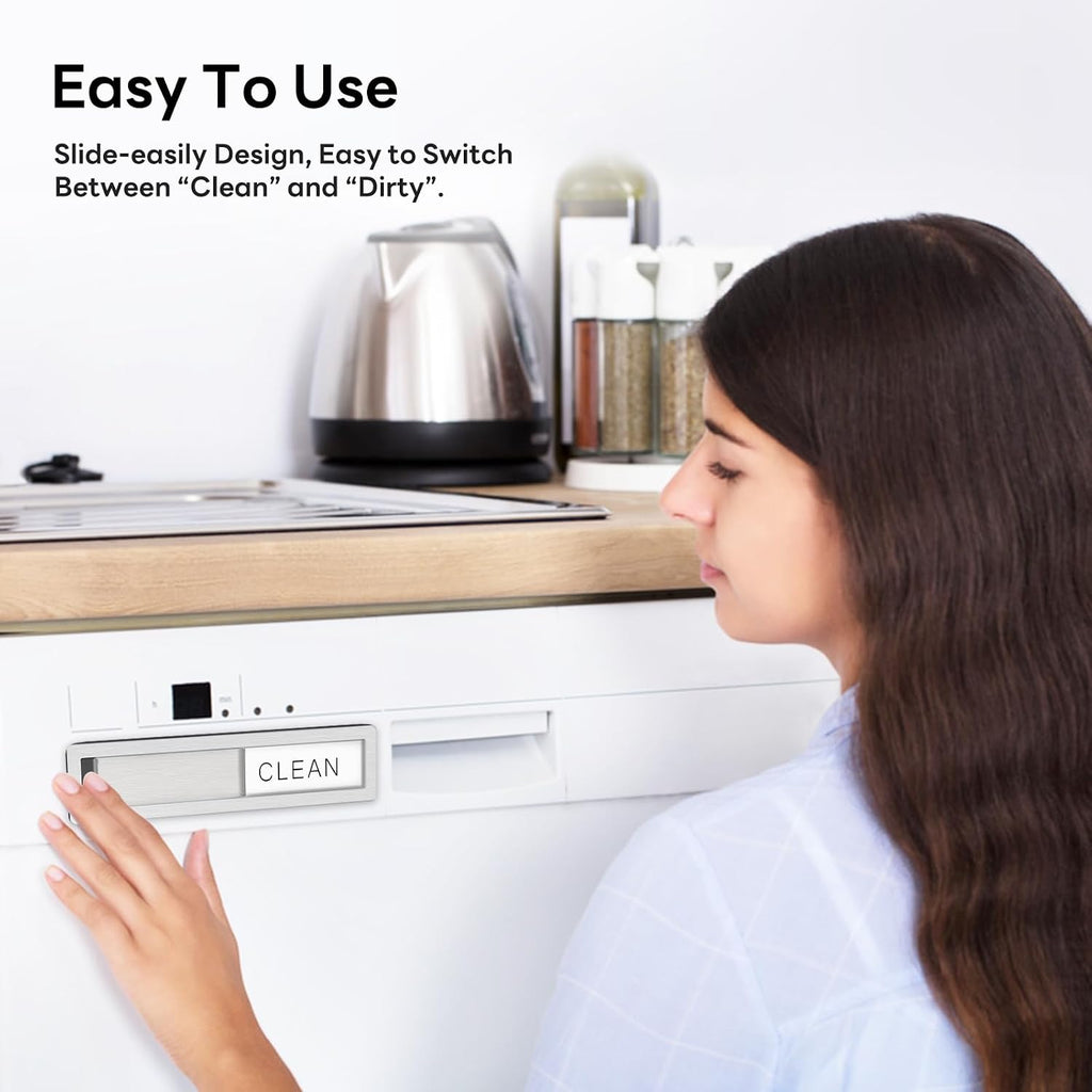 Kitchentour Dishwasher Magnet Clean Dirty Sign, Premium Stainless Steel Clean Dirty Magnet For Dishwasher Funny, Strong Magnet Non-Scratch Dishwasher Sign Kitchen Decor And Accessories