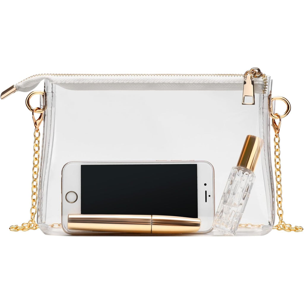 BS-VOG Clear Purse for Women - Stadium Approved Small Crossbody Bag with Zipper, Clear Stadium Bag for Concerts, Sports