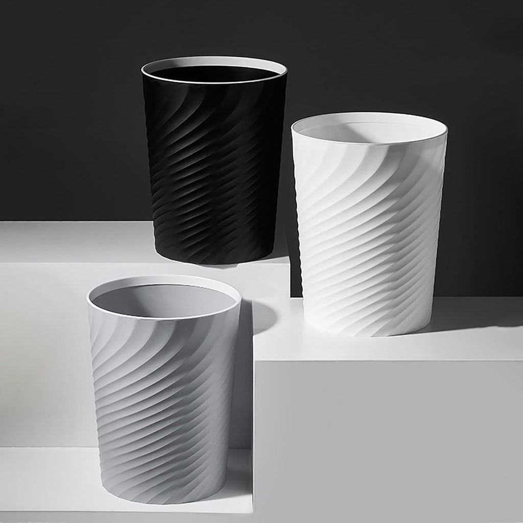 Bathroom Trash Can 1.8 Gallon Small Waste Basket Garbage Can For Dorm Kitchen Toilet Office Bedroom, 2 Pack White