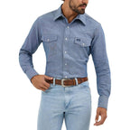 Wrangler Men'S Cowboy Cut Western Long Sleeve Snap Work Shirt Firm Finish