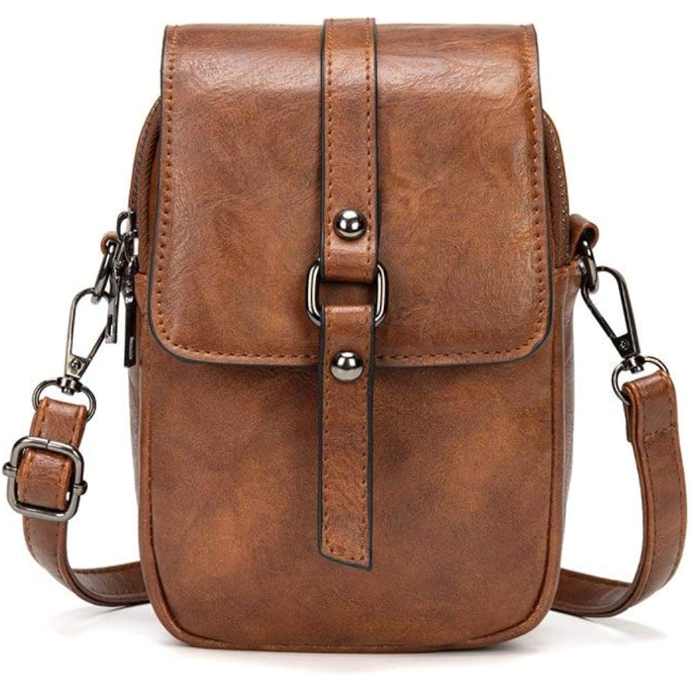 Vintage Crossbody Phone Bag For Women, Small Pu Leather Shoulder Purse And Handbag