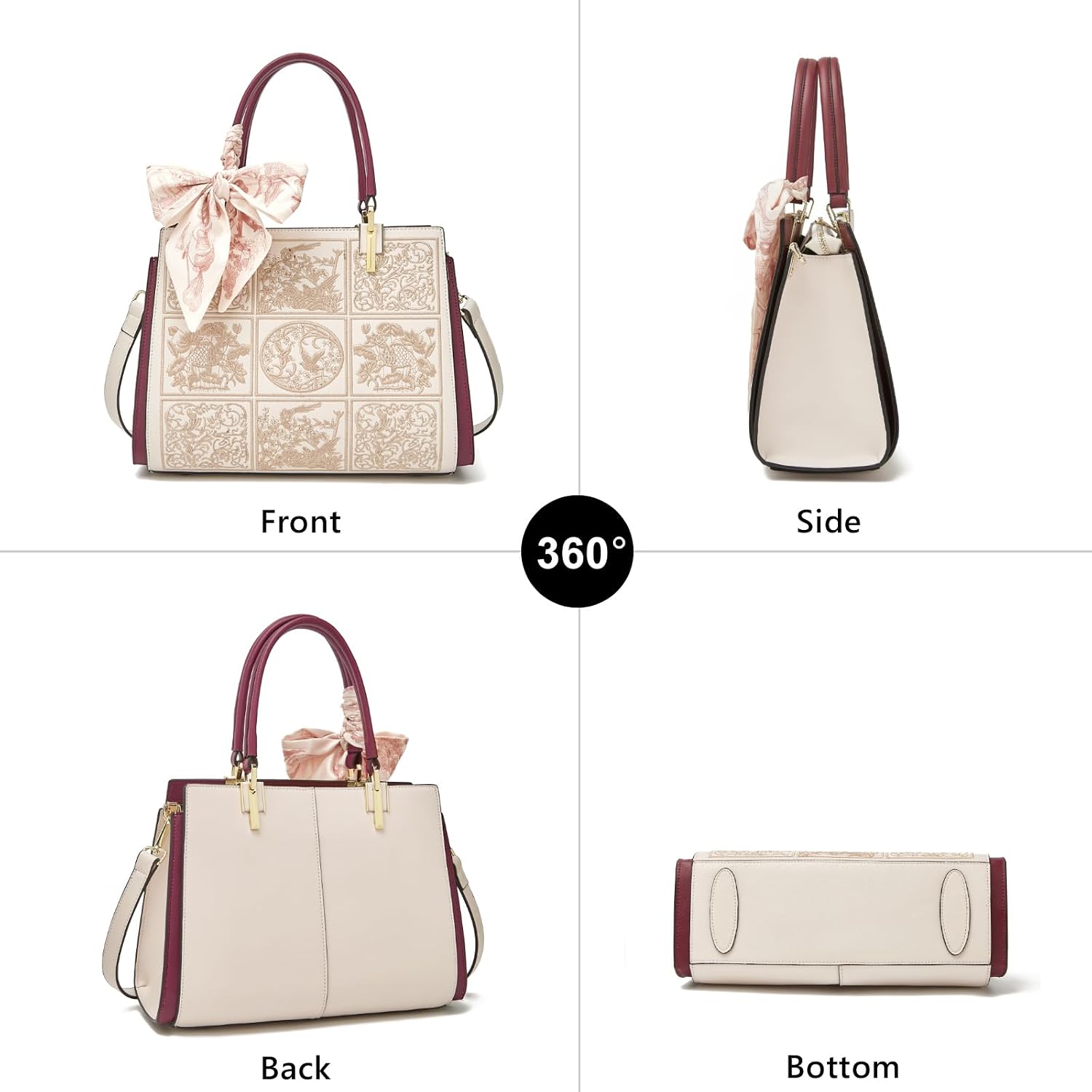 Foxlover Medium Tote Bag For Women Designer Vintage Satchel Handbags Top-Handle Purses