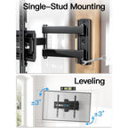 Pipishell Full Motion TV Wall Mount for Most 26-65 inch Flat & Curved TVs up to 77 lbs, Adjustable Bracket Height, Corner TV Mount with Single Articulating Arm, Max VESA 400x400mm, PIMF9