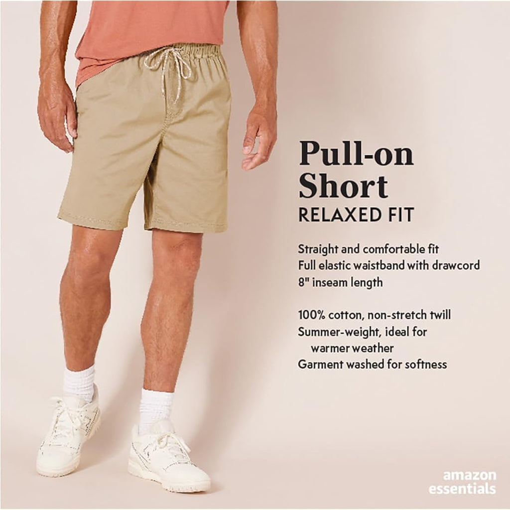 Amazon Essentials Men'S 8" Inseam Relaxed-Fit Drawstring Walk Shorts With Elastic Waist