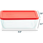 Pyrex Simply Store Glass Food Storage Container, Snug Fit Non-Toxic Plastic BPA-Free Lids, Freezer Dishwasher Microwave Safe, 11 Cup