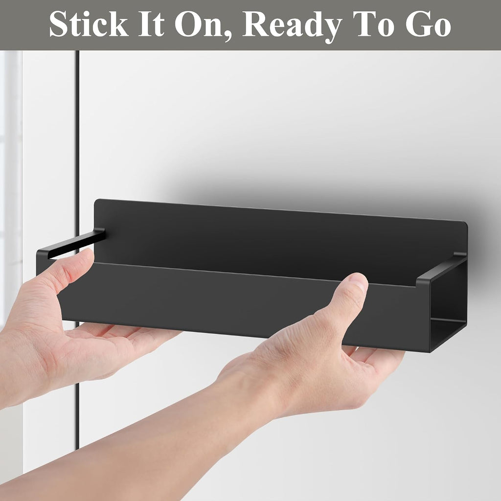 4 Pack Magnetic Spice Rack Organizer For Refrigerator And Oven, Black Fridge Organizers And Storage For Kitchen