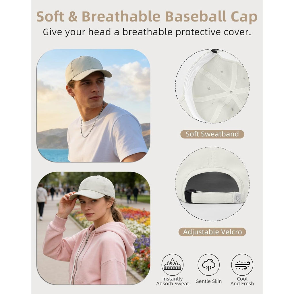 Men Women Baseball Cap, Classic Adjustable Plain Caps, Lightweight Unstructured Baseball Cap Soft Brim