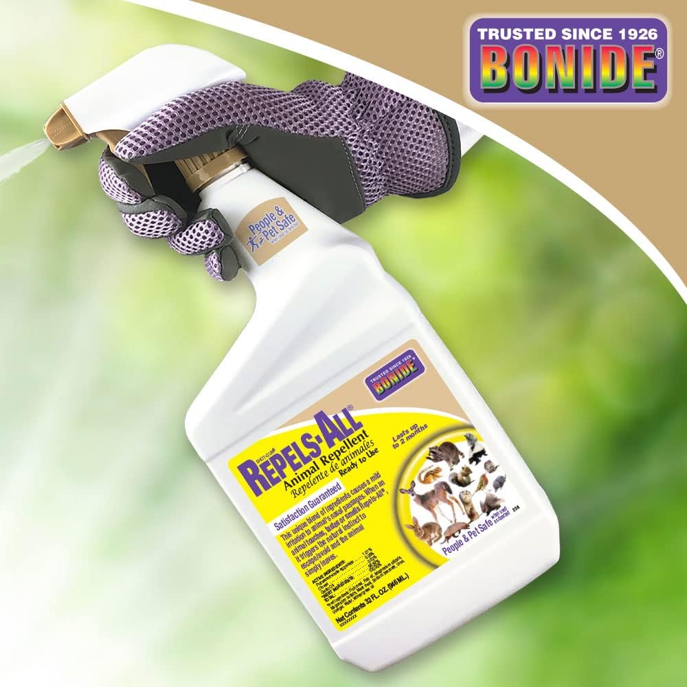 Bonide Repels-All Animal Repellent, 32 Oz Ready-To-Use Spray, Outdoor Garden Deer & Rabbit Repellent, People & Pet Safe