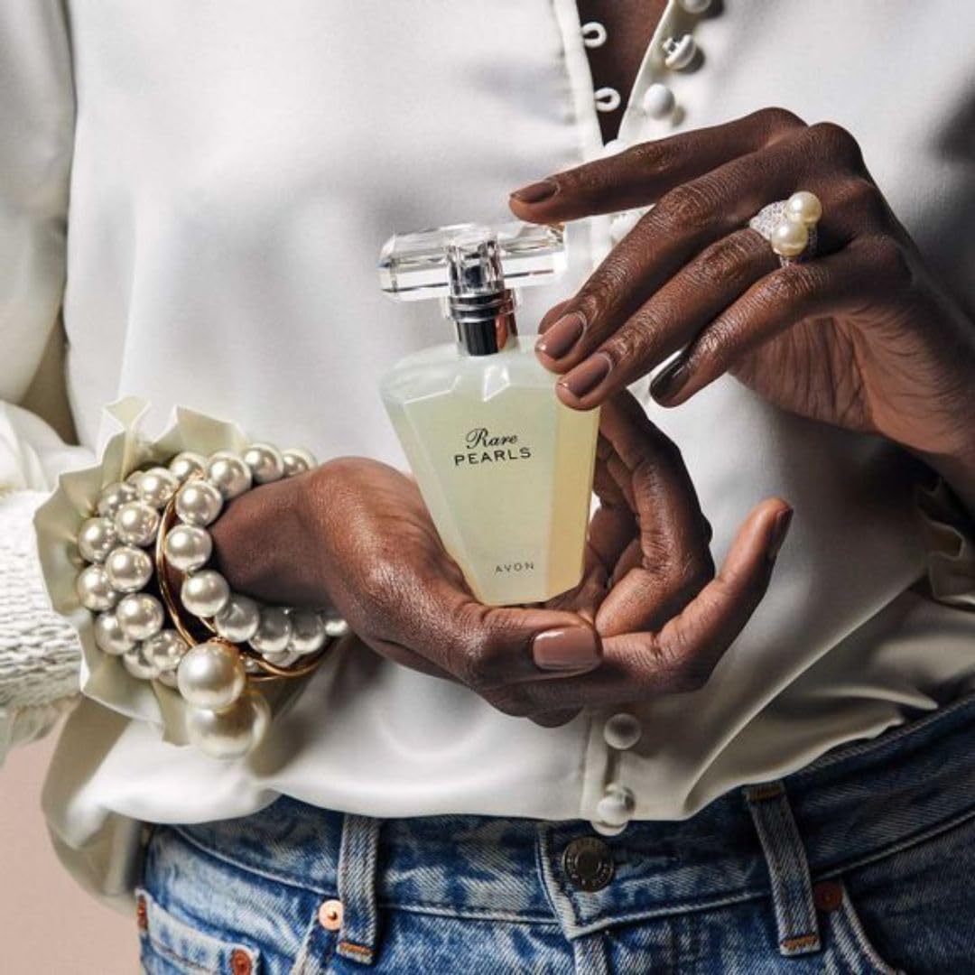 AVON Rare Pearls Eau De Parfum for Women — Soft Floral Perfumes for Women with Magnolia, White Pepper & Rosewood — Long Lasting Womens Fragrance for Special Occasions & Gifting, 1.7 fl oz travel size