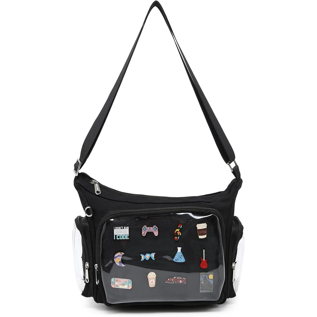 Canvas Ita Bag Crossbody Shoulder Bag Kawaii Purses And Handbags With Anime Pins Display Medium