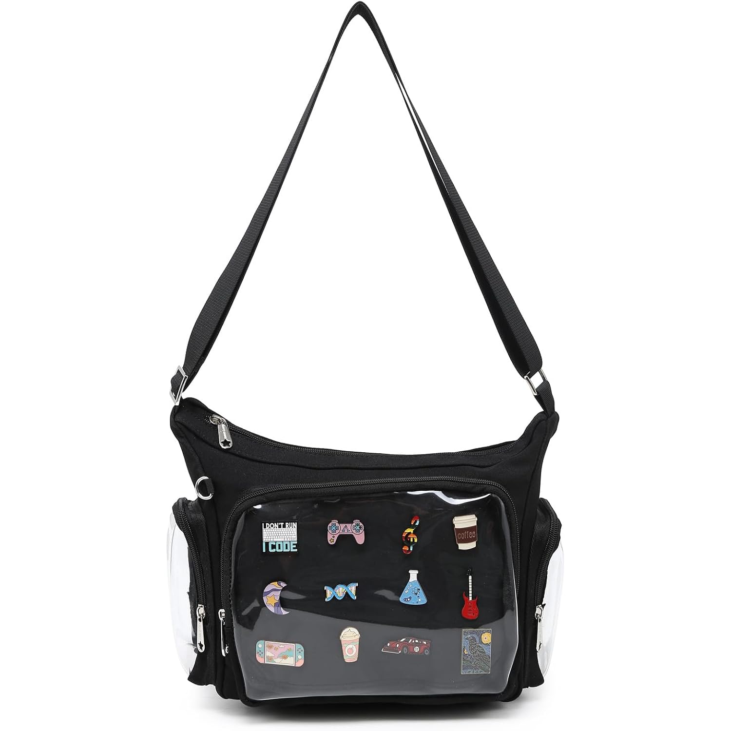 Canvas Ita Bag Crossbody Shoulder Bag Kawaii Purses And Handbags With Anime Pins Display Medium