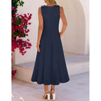 Merokeety Women'S 2026 Maxi Cocktail Semi Formal Dresses Summer Elegant Classy A Line Sleeveless Midi Dress