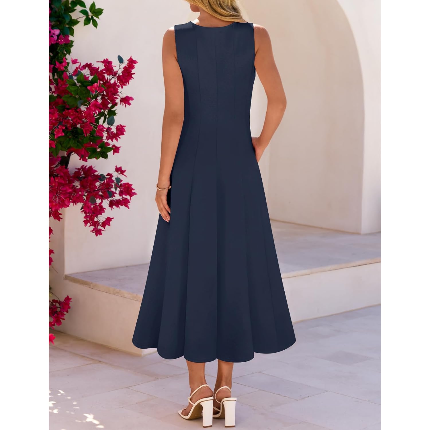 Merokeety Women'S 2026 Maxi Cocktail Semi Formal Dresses Summer Elegant Classy A Line Sleeveless Midi Dress
