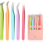 5pcs Eyelash Extension Tweezers High Precision，Straight and Curved Volume Lash Tweezers for Extensions，lash tweezers for eyelash extensions， Crafting， Girls Women Beginners