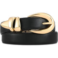 RISANTRY Leather Belt for Women Stylish Design with Gold Buckle Ladies Black Belt Perfect for Jeans Dresses