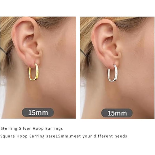 925 Sterling Silver Women's Earrings -15mm, Small Women's Silver Ring Earrings, Hypoallergenic And Lightweight, Fashionable Jewelry Gift, Suitable For Daily And Party Wear