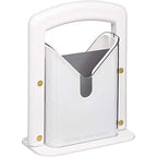 Hoan Bagel Biter Slicer and Cutter with Safety Shield - Serrated Blade Cuts Bagels, Muffins, Buns and Rolls - Dishwasher Safe Bagel Guillotine, 9.25 Inches Tall, White